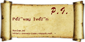 Pávay Iván névjegykártya