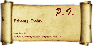 Pávay Iván névjegykártya